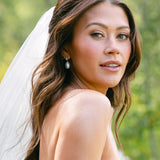 Bell Oval Diamond and Pearl Drop Earrings