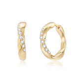 Marise Twisted Pave Diamond Huggie Hoops