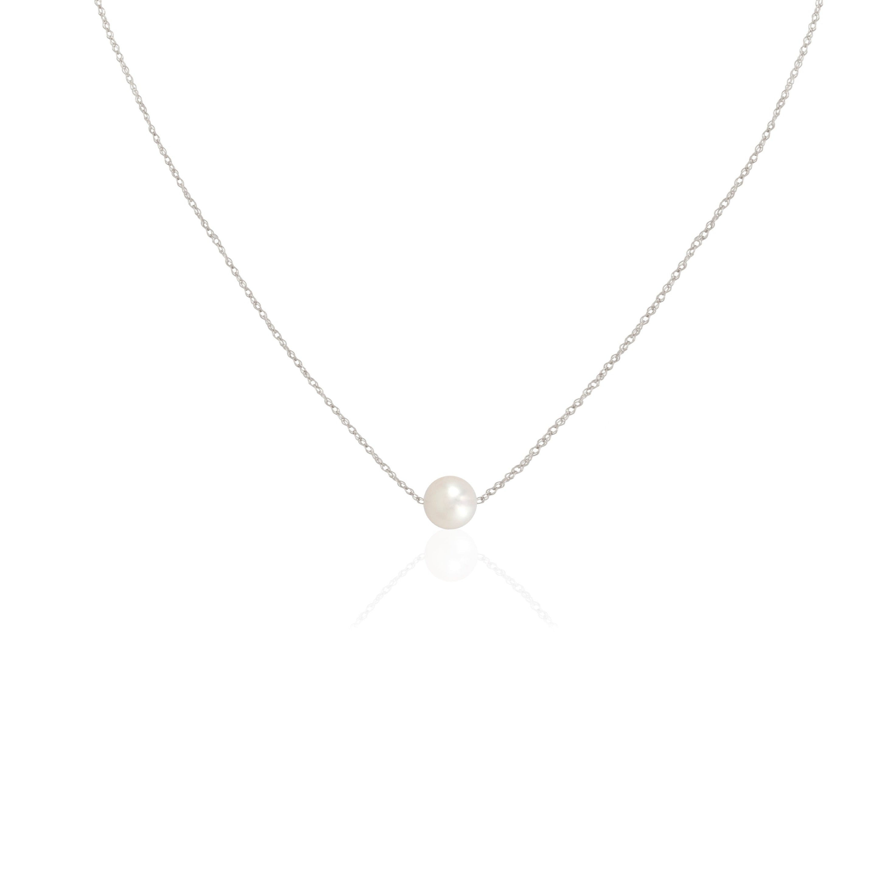 Amelia Solitaire Round Pearl Necklace