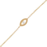 Evil eye solid gold and freshwater pearl bracelet