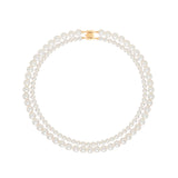 Freshwater pearl double strand necklace with solid gold clasp