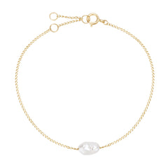 Keshi pearl and solid gold chain bracelet 