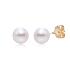Classic round pearl earring studs