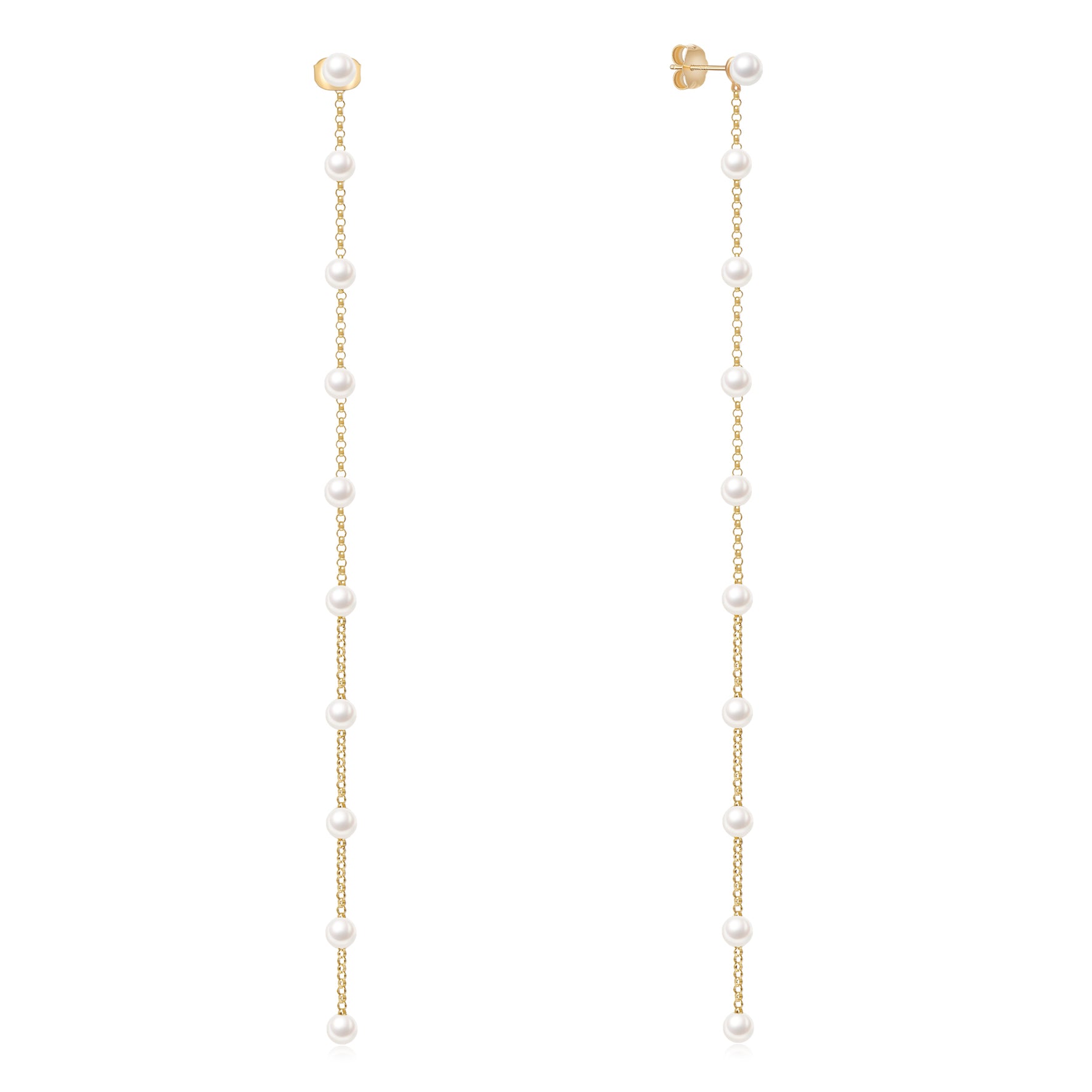 Mini freshwater pearl and solid gold cascading earring
