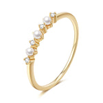 Dainty freshwater pearl and diamond ring 