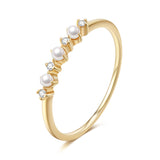 Dainty freshwater pearl and diamond ring 