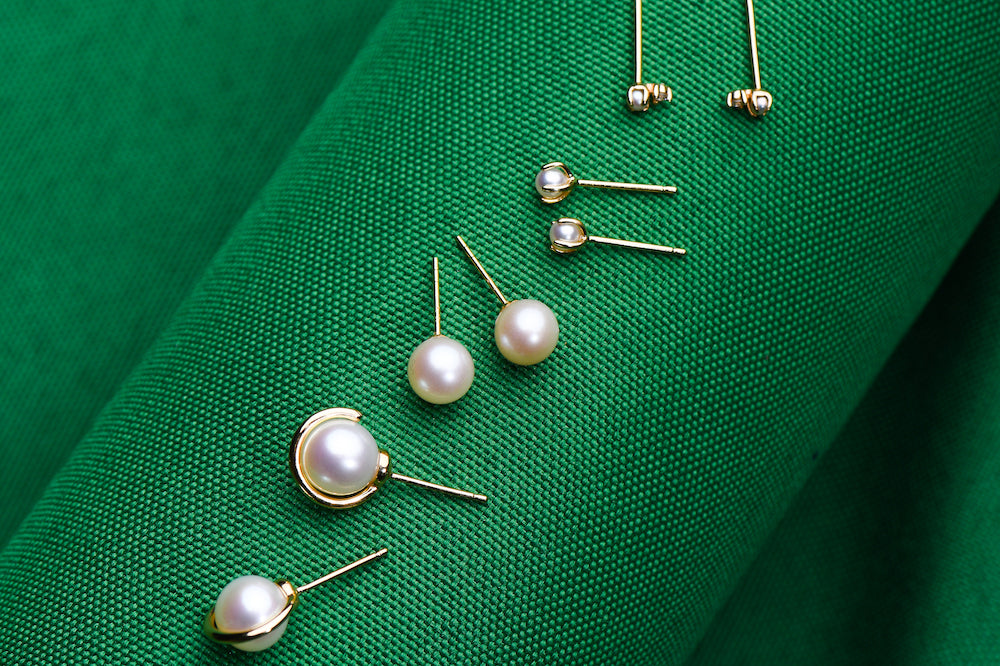 freshwater pearl and solid gold earrings