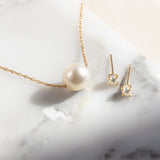 Amelia Solitaire Round Pearl Necklace