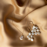 Keshi pearl and solid gold necklace and earring