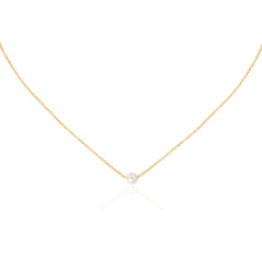 Mini freshwater pearl solid gold necklace