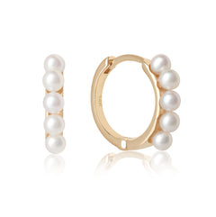 Mini freshwater pearl and solid gold huggies earring