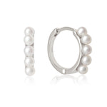 Mini freshwater pearl and solid gold huggies earring
