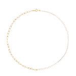Mini pearl with 18k solid gold chain necklace