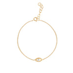Evil eye solid gold and freshwater pearl bracelet