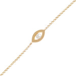 Evil eye solid gold and freshwater pearl bracelet