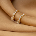 Diamond and freshwater pearl solid gold earrings