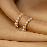 Diamond and freshwater pearl solid gold earrings