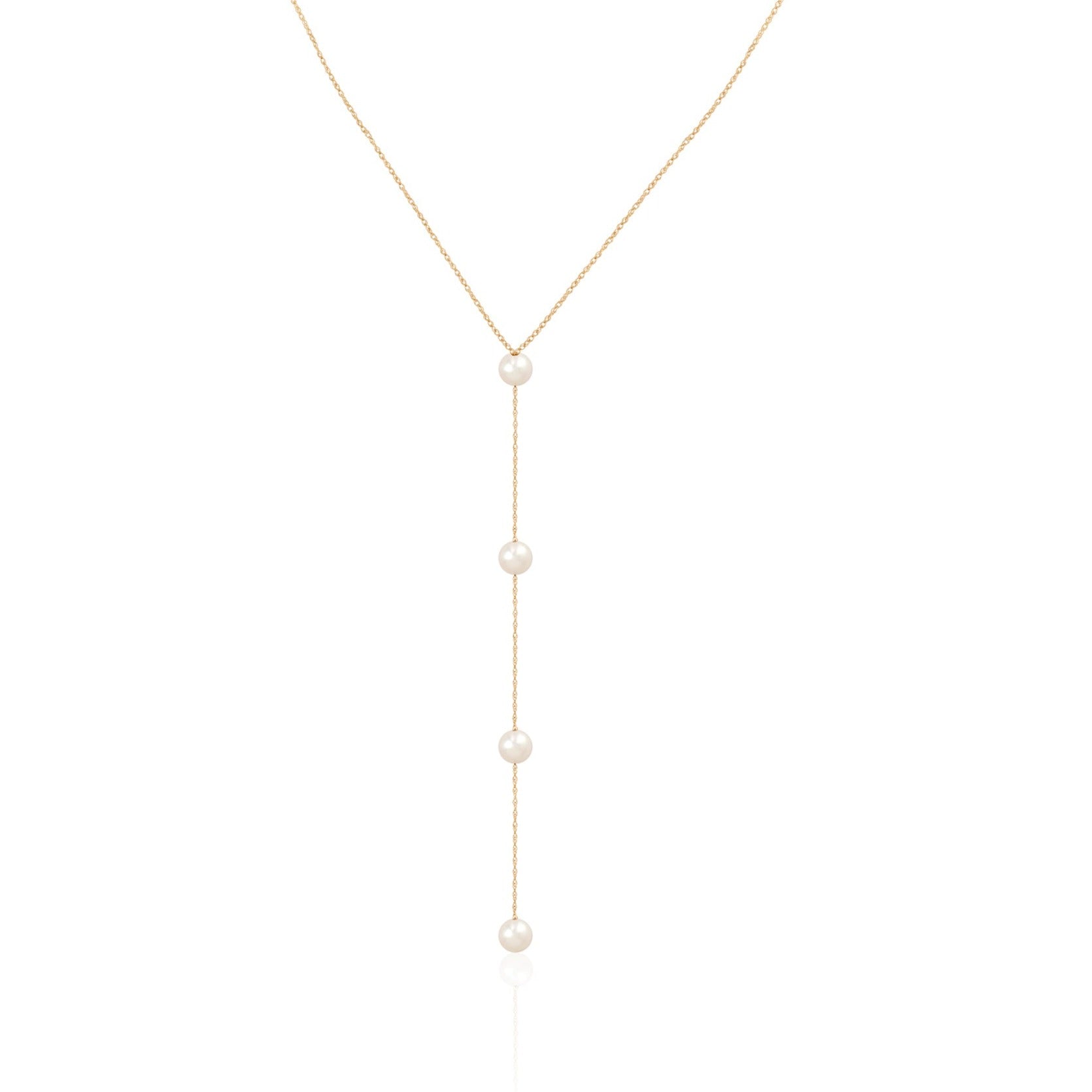 Freshwater pearl and solid gold lariat necklace