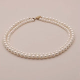 Video of Freshwater pearl double strand necklace with solid gold clasp