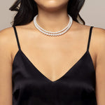Freshwater pearl double strand necklace with solid gold clasp